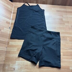 Biker shorts and tank top, black, size 10, athletic